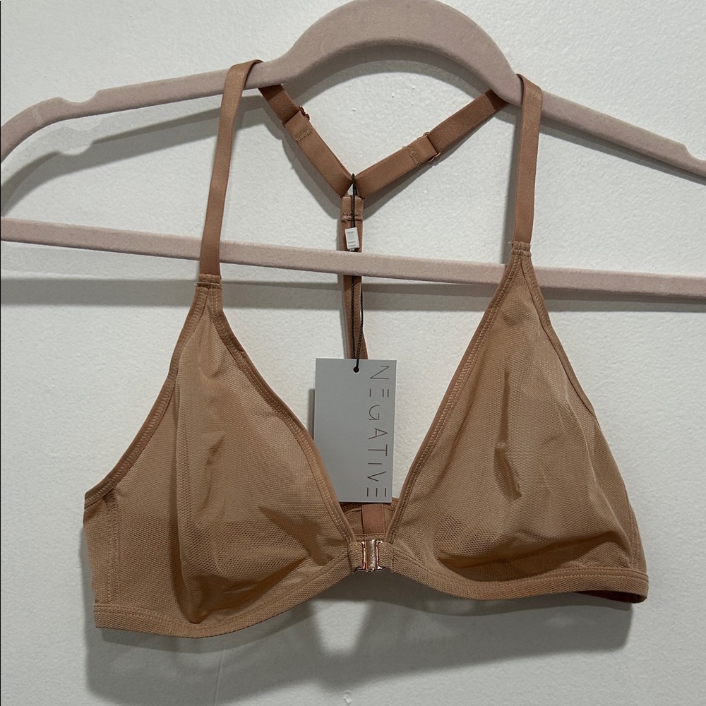 Negative Underwear Nude Mesh Front-Clasp Bralette